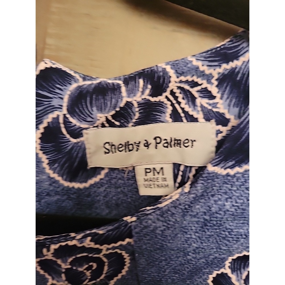 Shelby & Palmer Blue Floral Sheath Dress Sleveless Pm Petite S - Picture 3 of 5